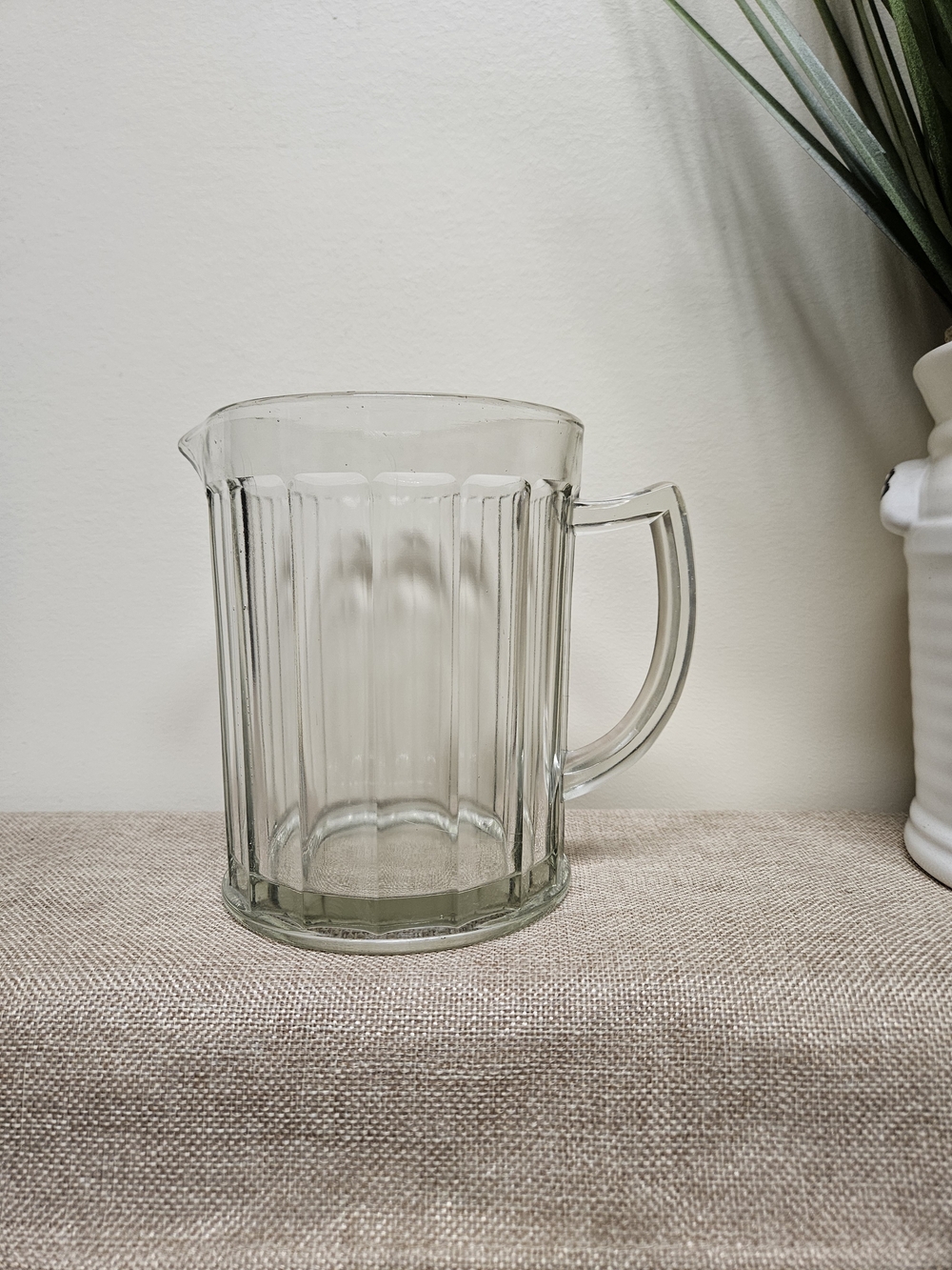 Clear Ribbed Glass Pitcher - Picture 2 of 9